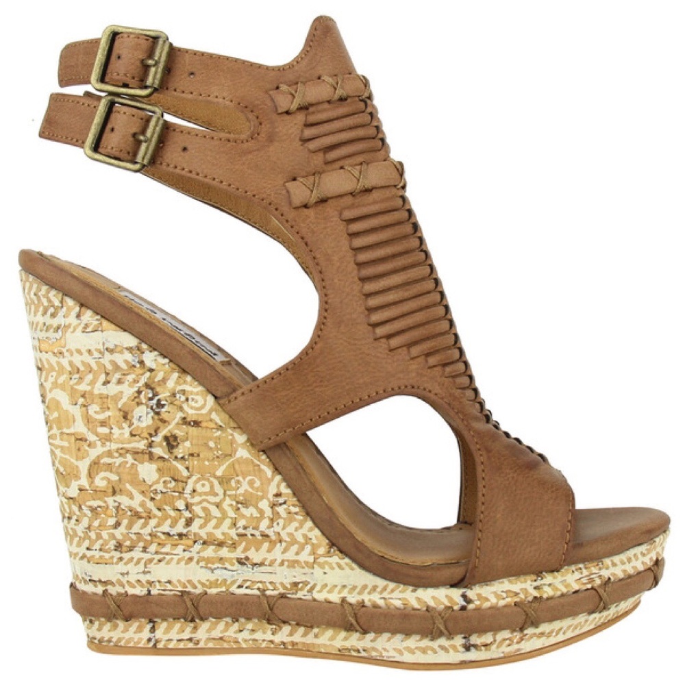 Not Rated Tan Braided Cutout Wedge Sandals - Picture 2 of 3